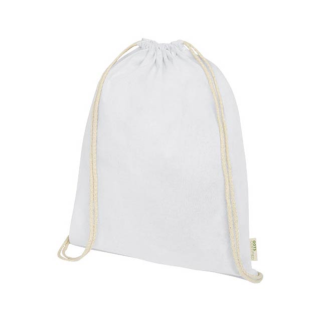 Šňůrkový batoh z organické bavlny GOTS s gramáží 140 g/m² Orissa - biela