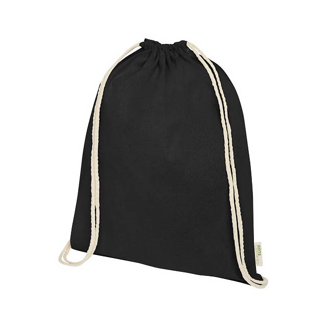 Orissa 140 g/m² GOTS organic cotton drawstring backpack 5L - black
