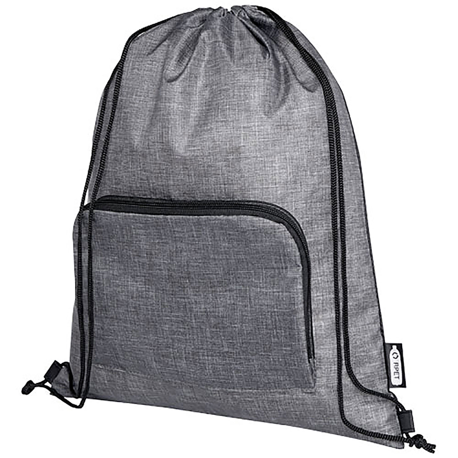 Ash recycled foldable drawstring bag 7L - black