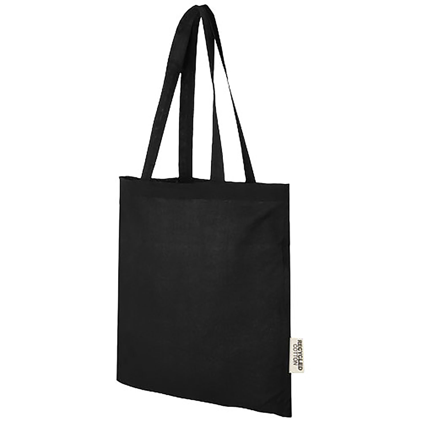 Madras 140 g/m2 GRS recycled cotton tote bag 7L - black