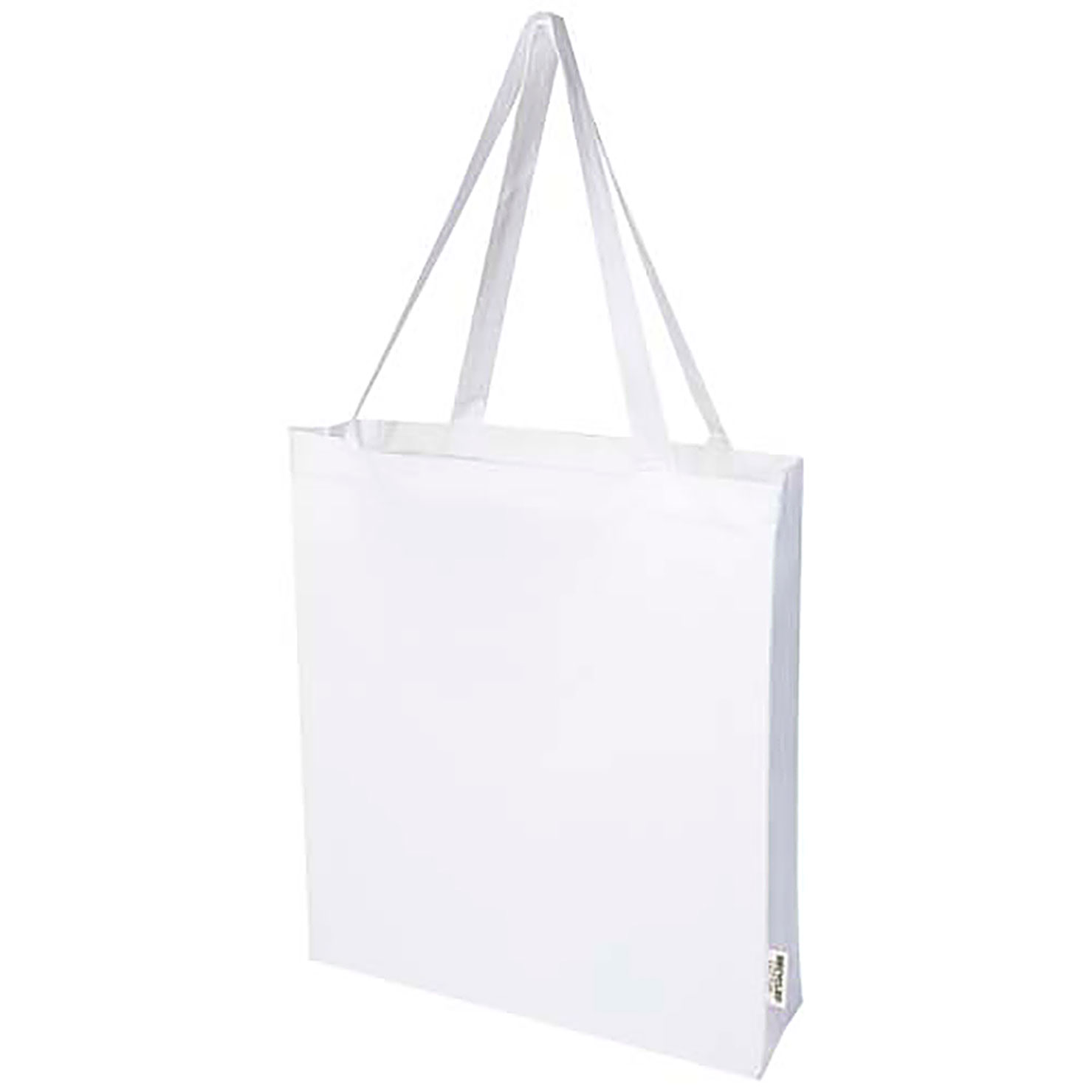 Madras 140 g/m² GRS recycled cotton gusset tote bag - white