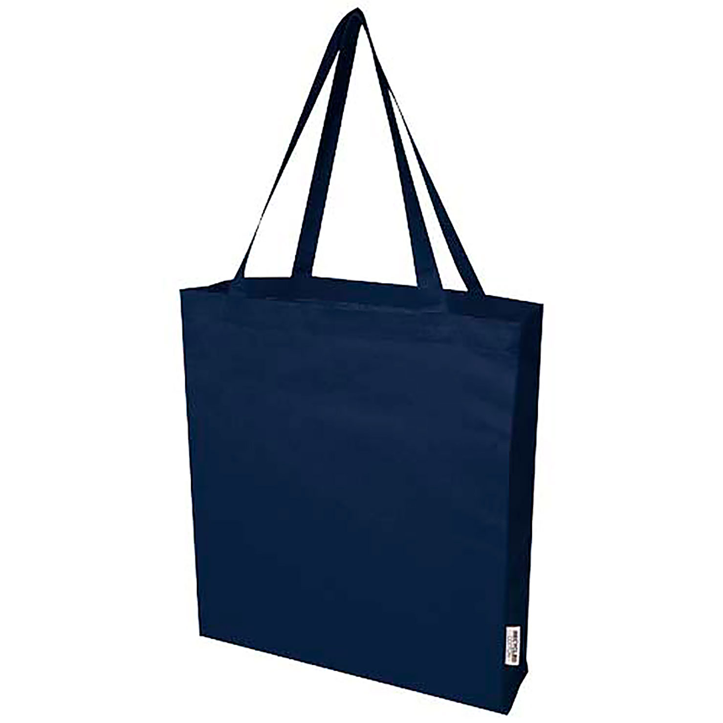 Madras 140 g/m² GRS recycled cotton gusset tote bag - blue