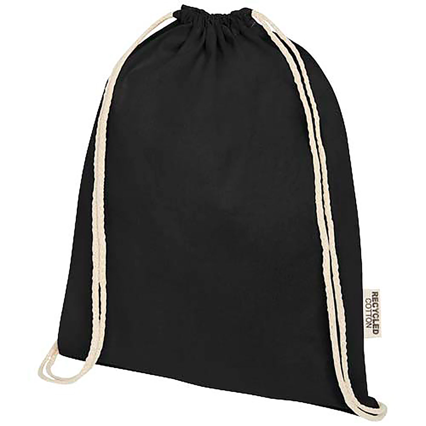 Oregon 140 g/m² GRS recycled cotton drawstring bag - black