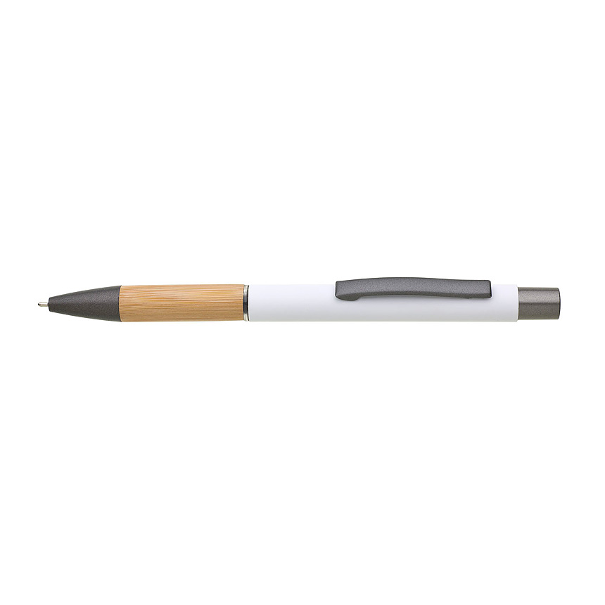 DORIO SOFT SG ballpoint pen, bamboo/metal - 0.5 mm tip - white