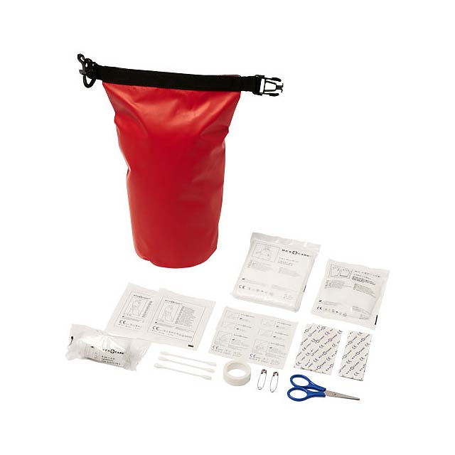 Alexander 30-piece first aid waterproof bag - transparent red