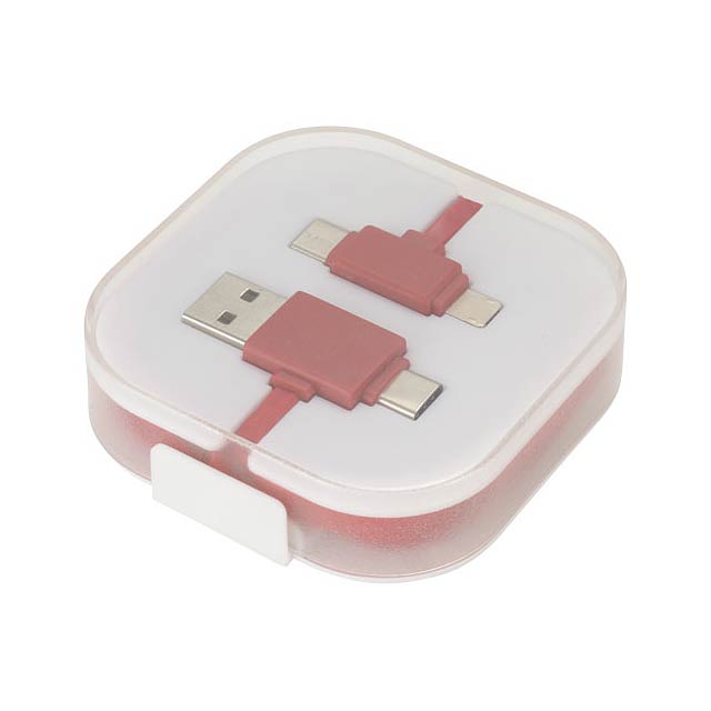 Colour-Pop charging cable with case - transparent red