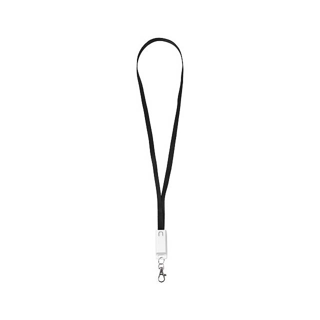 Trace 3-in-1 charging cable with lanyard - black