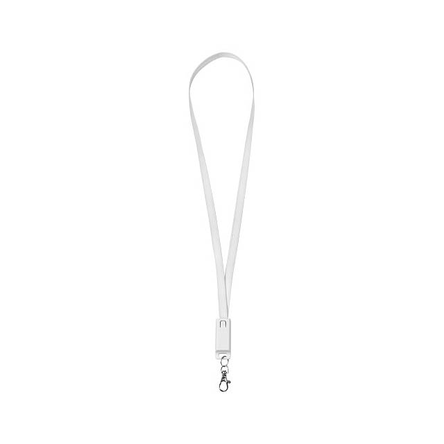 Trace 3-in-1 charging cable with lanyard - white