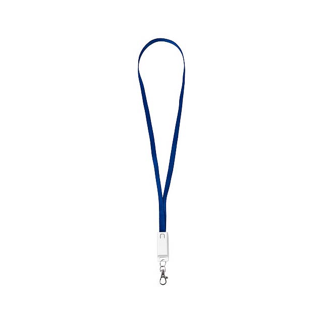 Trace 3-in-1 charging cable with lanyard - blue