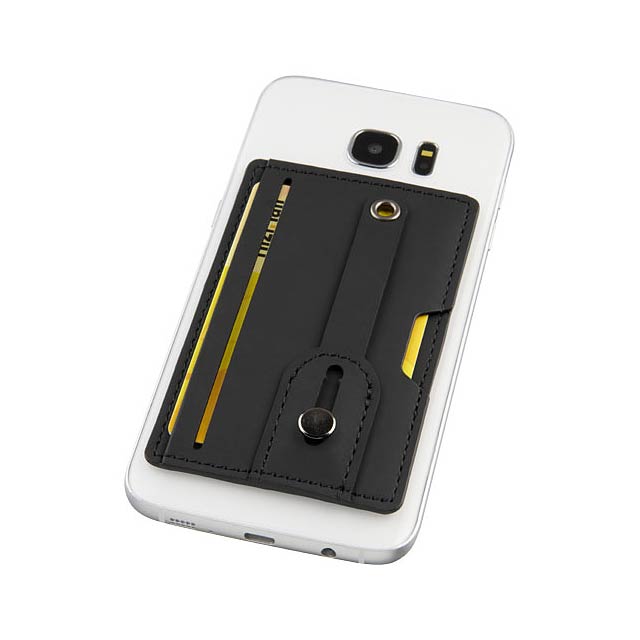 Prime RFID phone wallet with strap - black