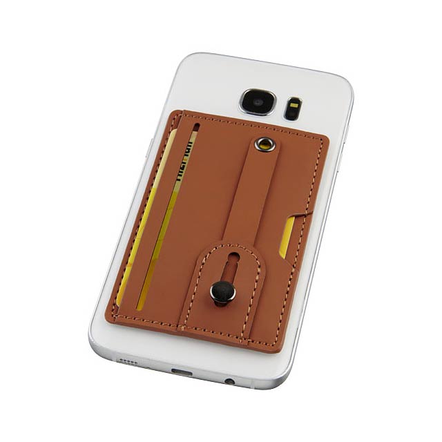 Prime RFID phone wallet with strap - brown
