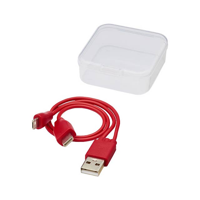 Ario 3-in-1 reversible charging cable - transparent red