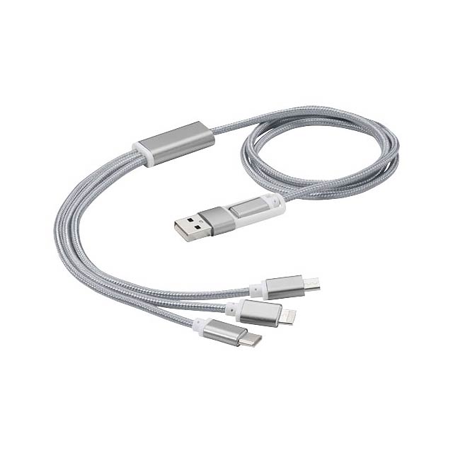 Nabíjecí kabel 5v1 s dvojitým vstupem Versatile - stříbrná