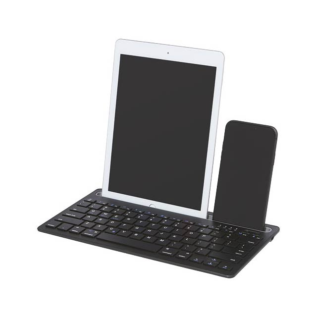 Hybrid multi-device keyboard with stand - black