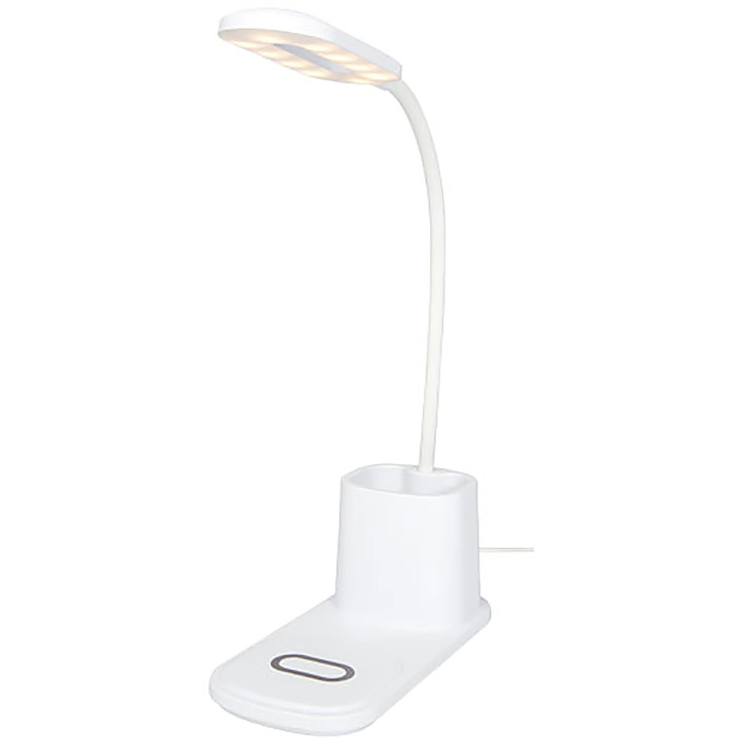 Bright desk lamp and organizer with wireless charger - white