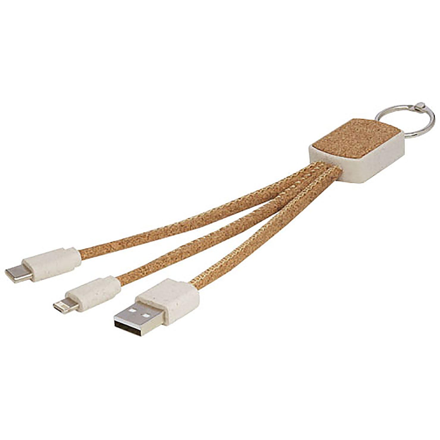 Bates wheat straw and cork 3-in-1 charging cable - beige