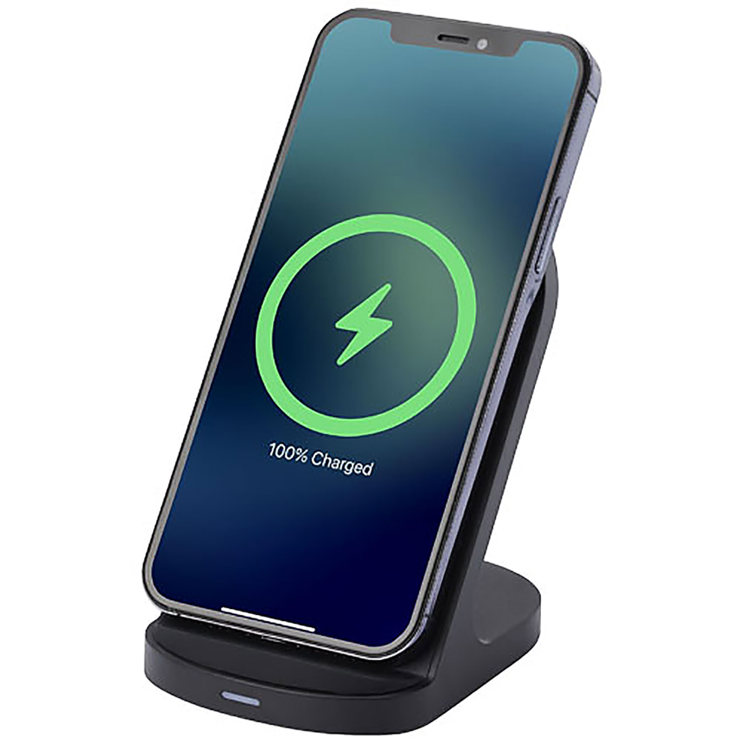 Loop 15W dual coil RCS recycled plastic wireless charging stand - black