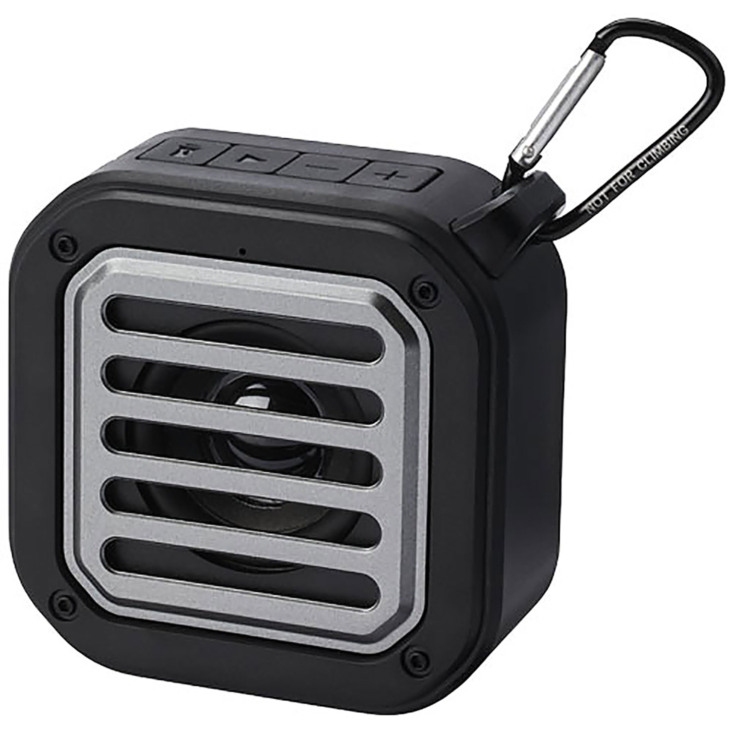 Solo 3W IPX5 RCS recycled plastic solar Bluetooth® speaker with carabiner  - black