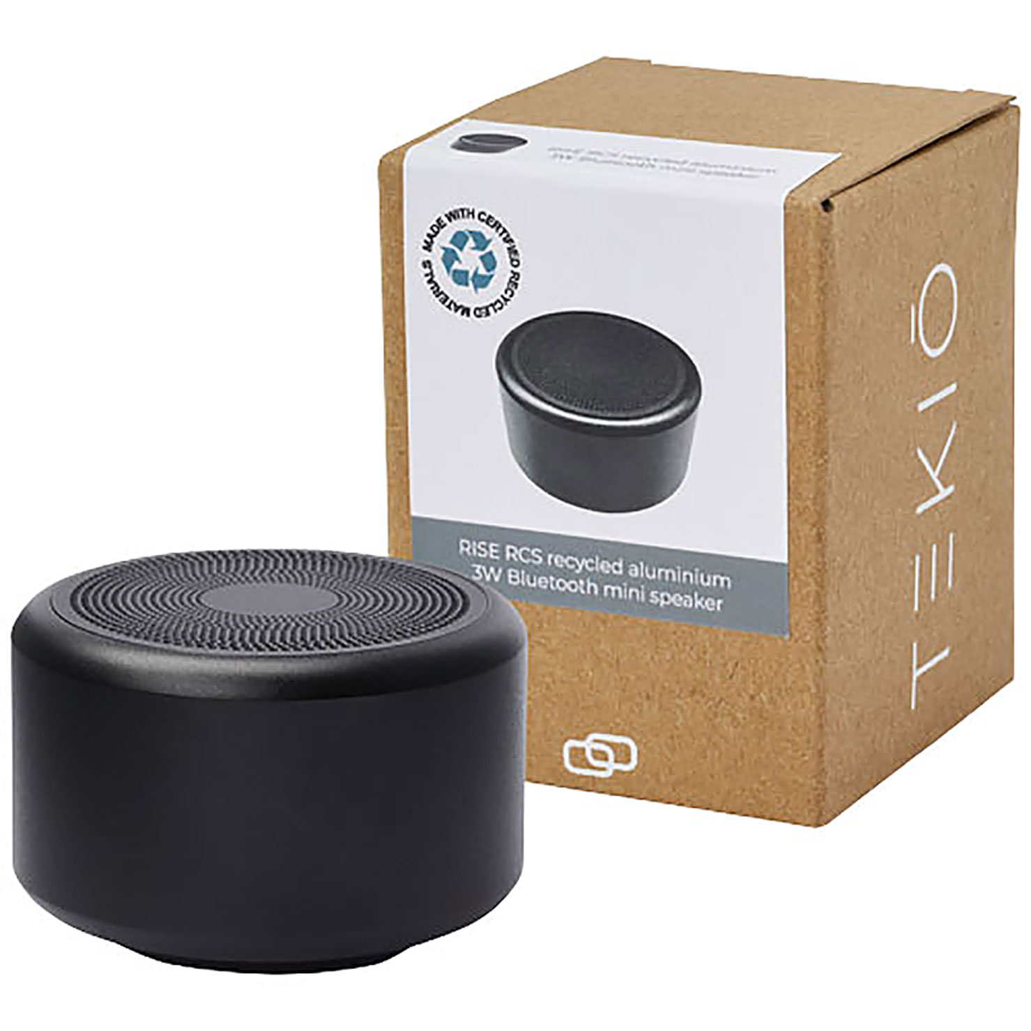 Rise 3W mini Bluetooth® reproduktor RCS z recyklovaného hliníku  - černá