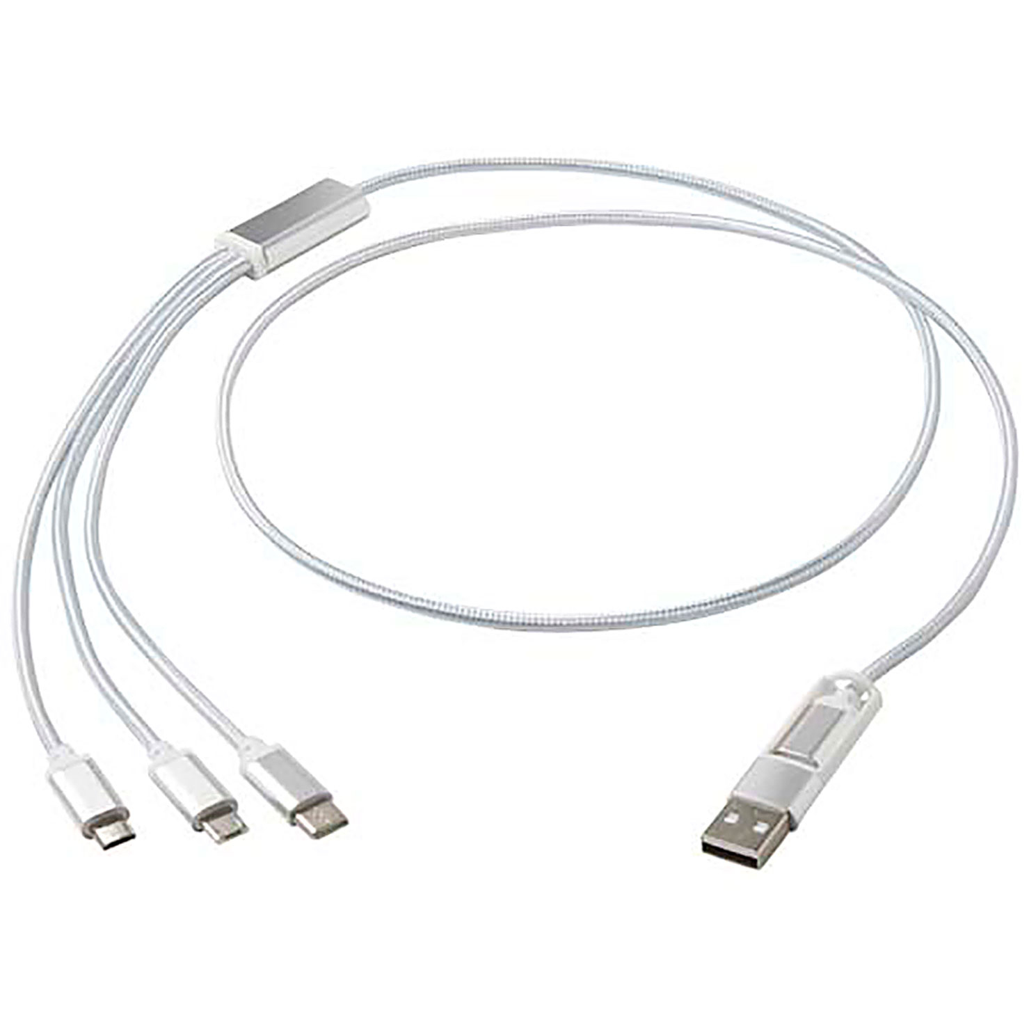 Versatile 5-1 recycled aluminium charging cable - silver