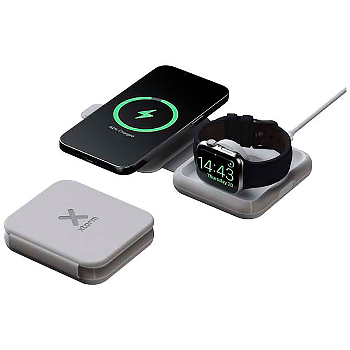 Xtorm XWF21 15W foldable 2-in-1 wireless travel charger - grey