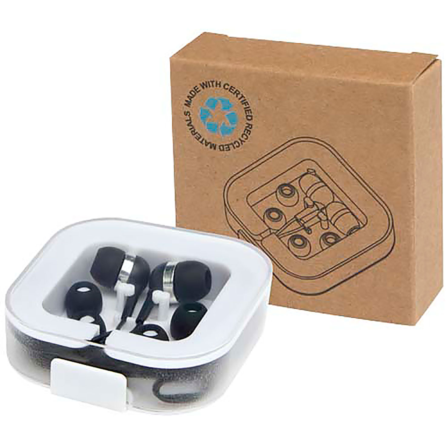 Baekdu wired Type-C headset with recycled plastic storage box - black