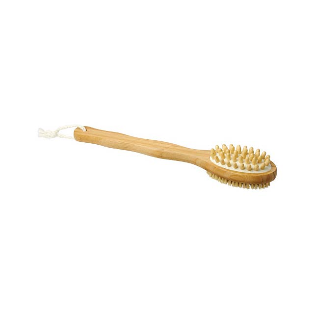 Orion 2-function bamboo shower brush and massager - beige