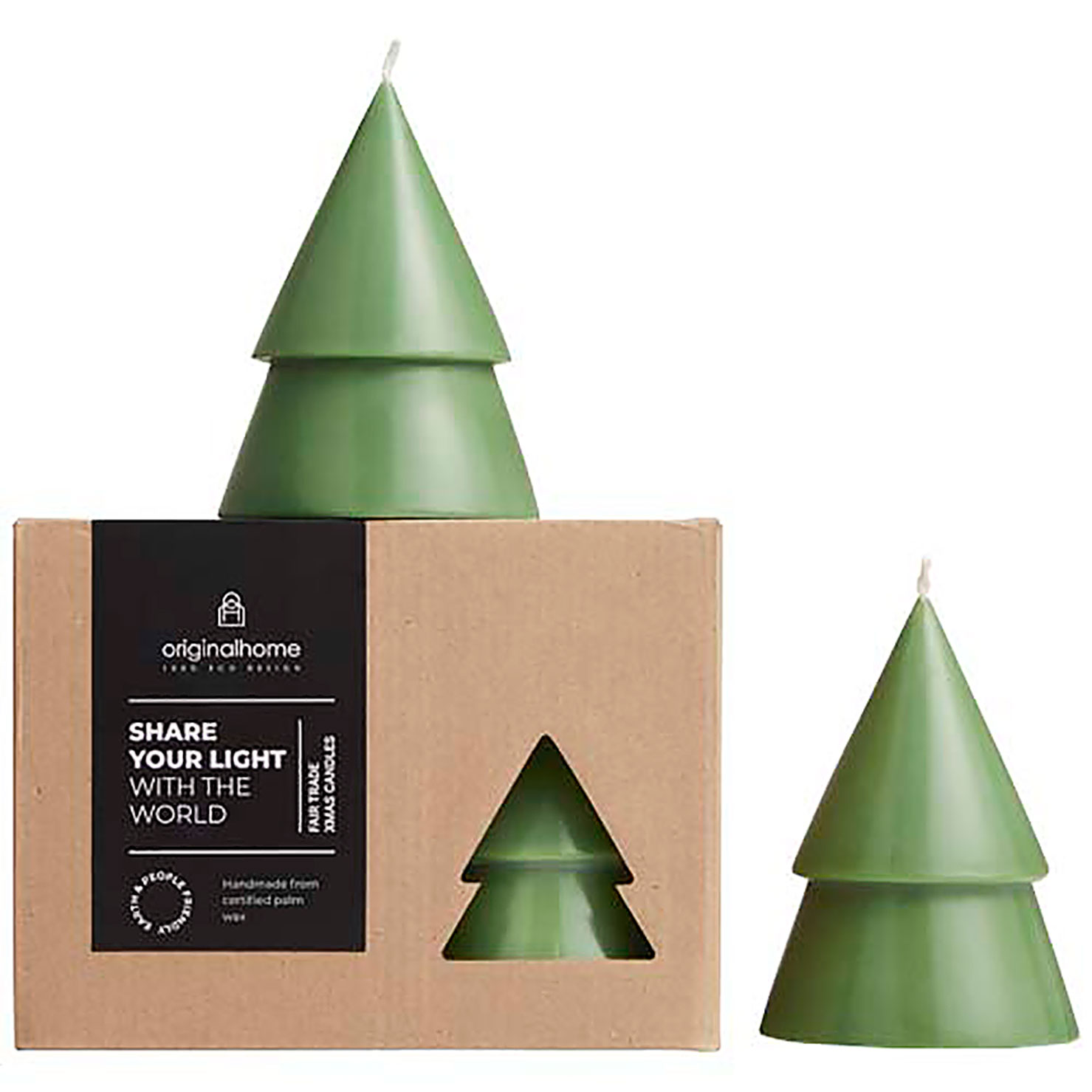 Originalhome Xmas tree candle set of 2 - M - green