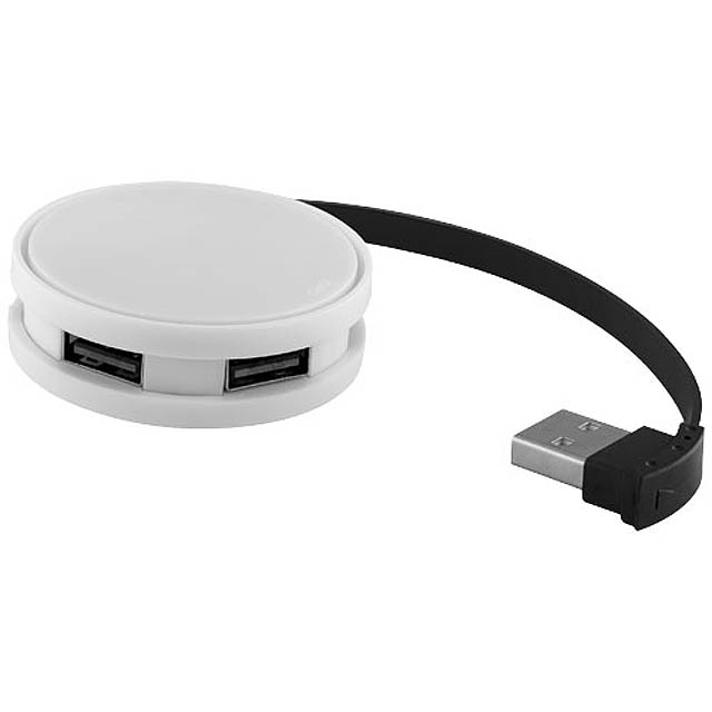 Round 4-port USB hub - white