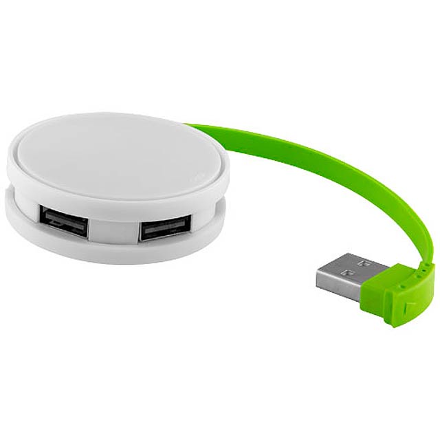 Round 4-port USB hub - white