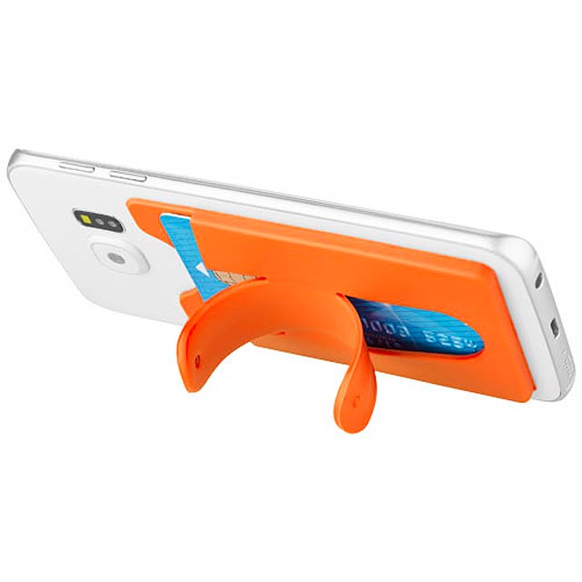Stue silicone smartphone stand and wallet - orange