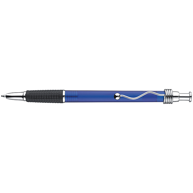 Frosted ball pen with metal clip - blue