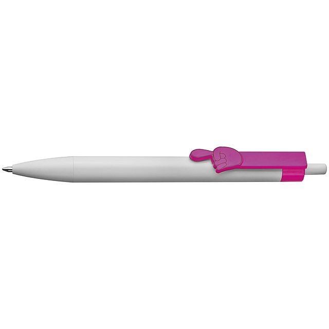 Ball pen with clip finger pointer - pink