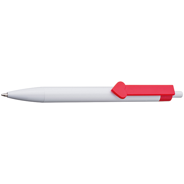 Ball pen with clip heart etc. - red