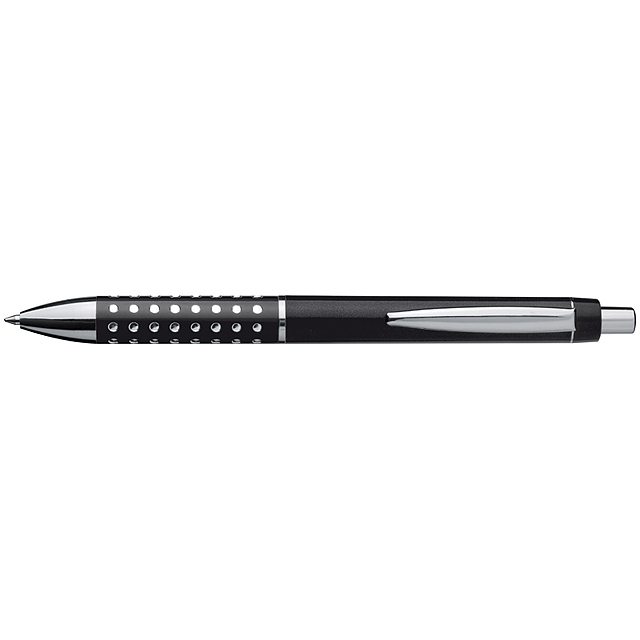 Plastic ball pen with sparkling dot grip zone - black