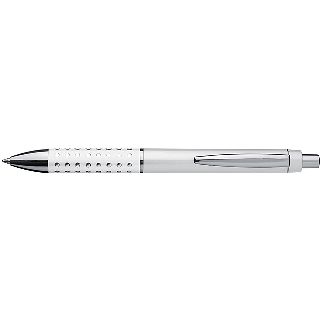 Plastic ball pen with sparkling dot grip zone - white