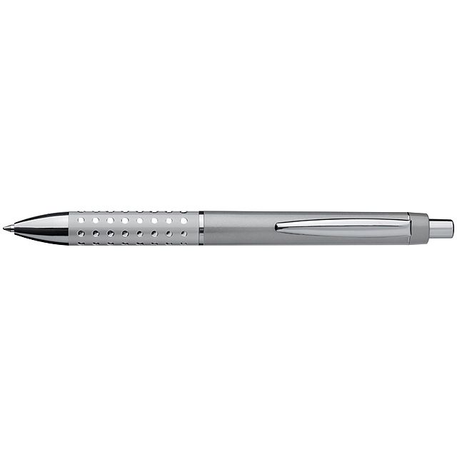 Plastic ball pen with sparkling dot grip zone - grey