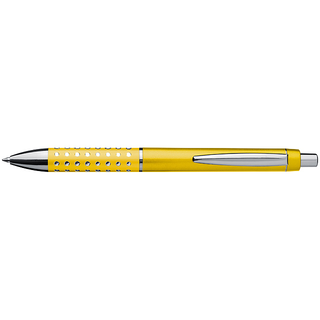 Plastic ball pen with sparkling dot grip zone - yellow