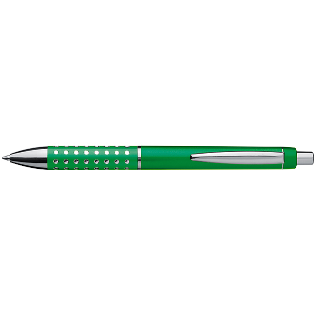 Plastic ball pen with sparkling dot grip zone - green