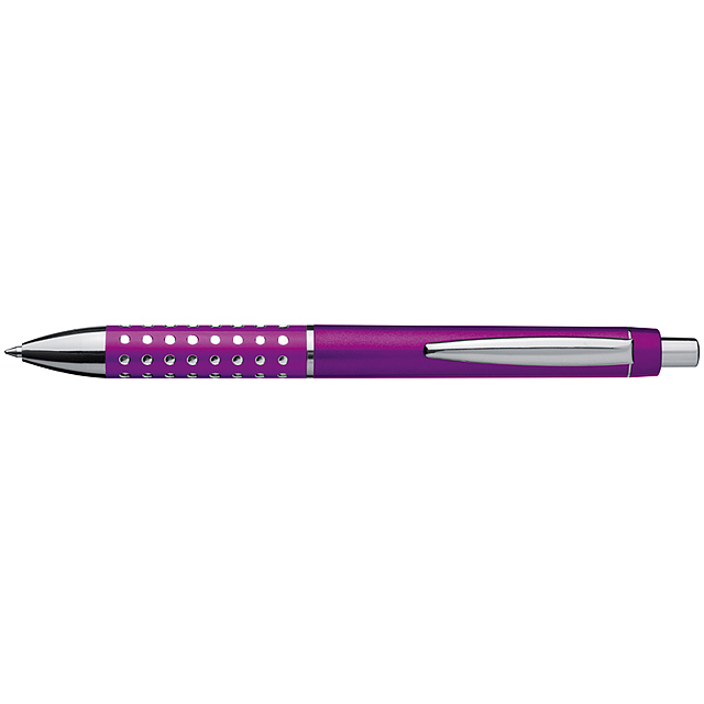 Plastic ball pen with sparkling dot grip zone - violet
