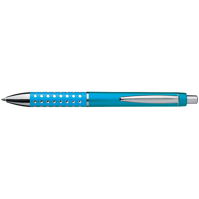 Plastic ball pen with sparkling dot grip zone - turquoise