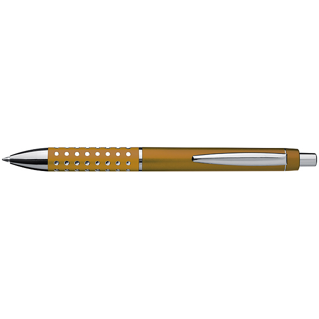 Plastic ball pen with sparkling dot grip zone - gold