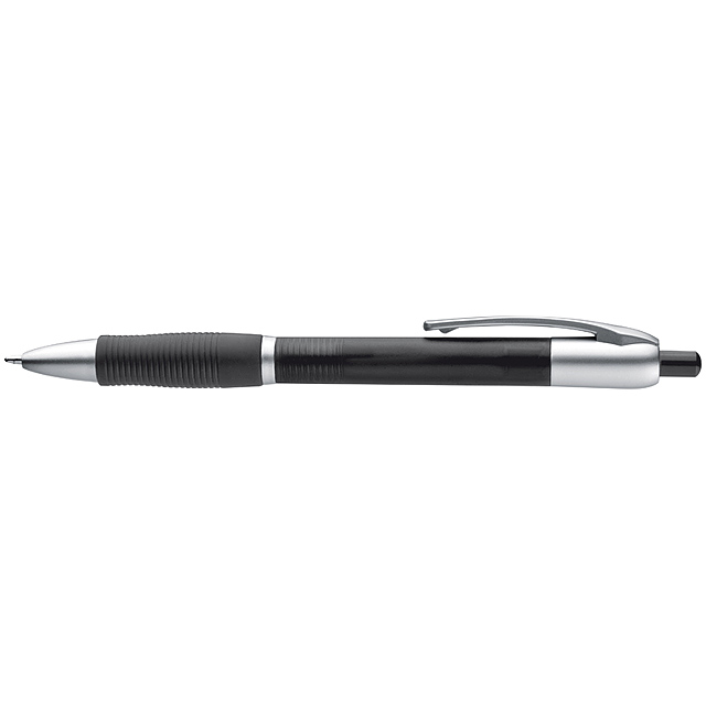 Frosted plastic ball pen with grooved Guma grip zone - black