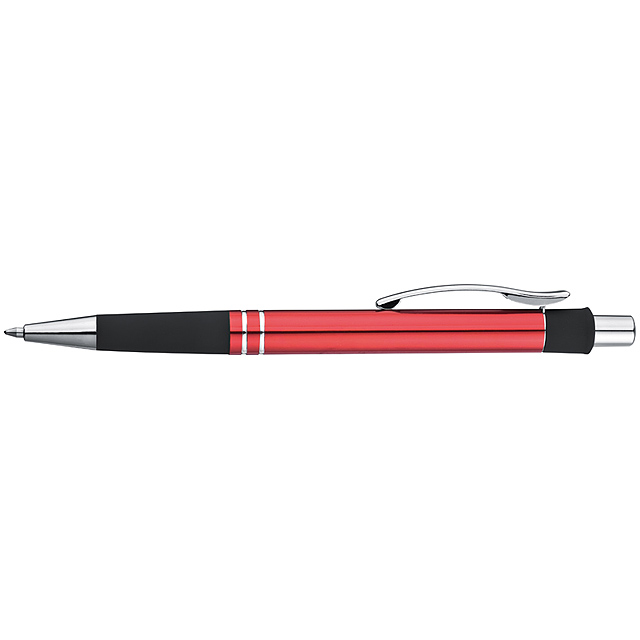 Metal ball pen with Guma grip zone - red