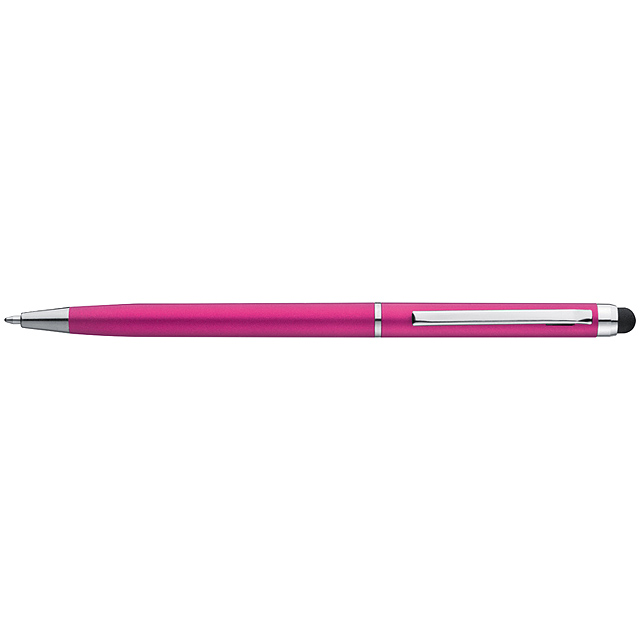 Plastic ball pen with touch function - pink