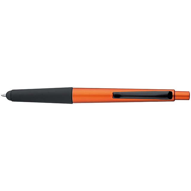 Ball pen made of plastic with touch pad - orange
