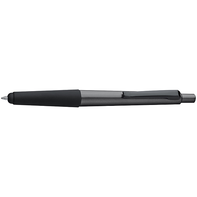 Ball pen made of plastic with touch pad - black