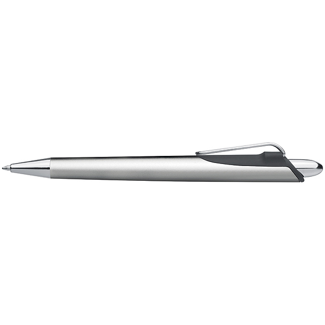 Ball pen made of plastic with metal clip - grey