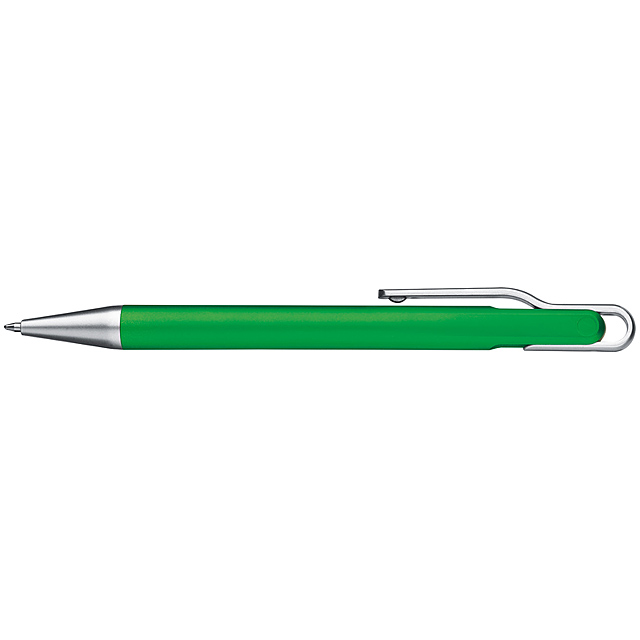Ball pen with clip for attachment - green