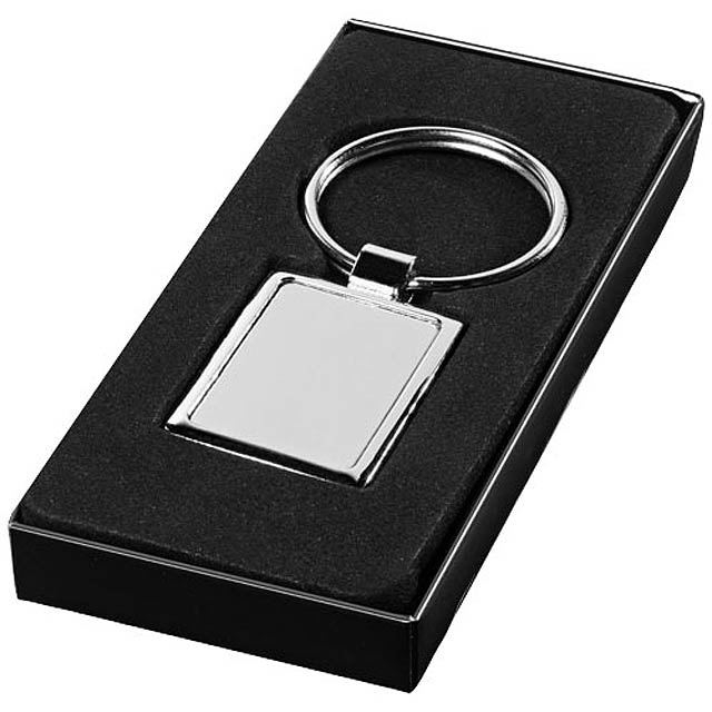 Sergio rectangular metal keychain - silver
